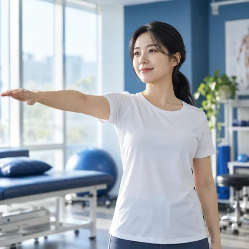 옷 입기와 어깨 움직임 주제의 AI 생성 개념 예시